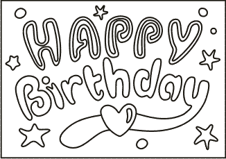 PC-70 Happy Birthday — Sand art postcard with outlined Happy Birthday lettering, stars and a heart flourish