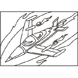 PC-59 Fighter Jet — Sand art postcard outline of a fighter jet streaking through swirling clouds