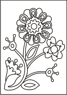 PC-65 Flowers and Snails — Sand art postcard outline of decorative flowers surrounded by playful snails